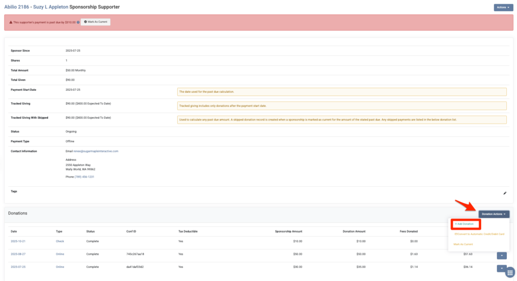 catch up with a one time payment