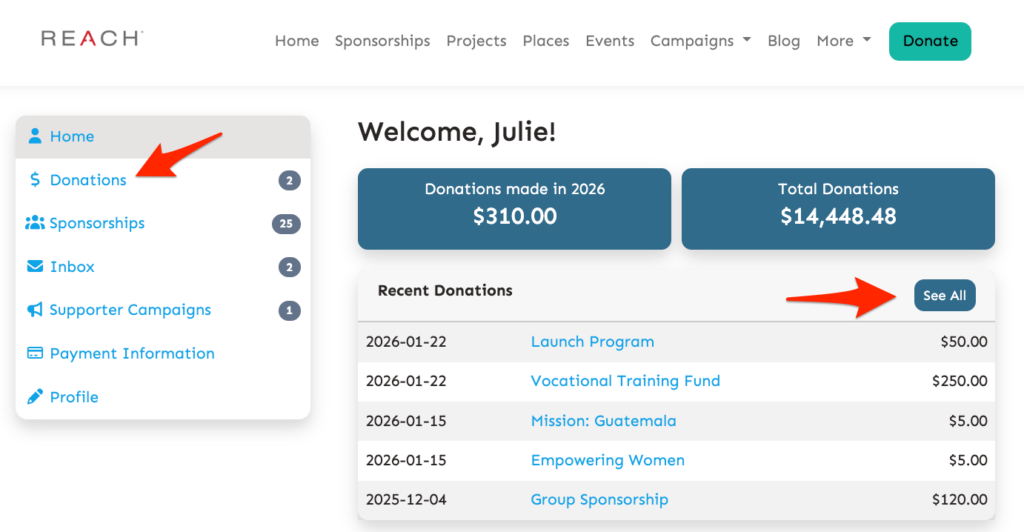Printing Contribution Statements from Donor Portal donations
