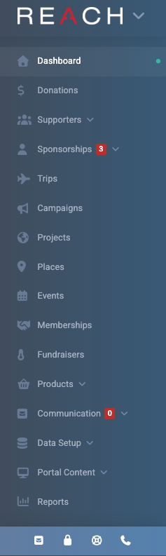 Admin Console Navigation leftside