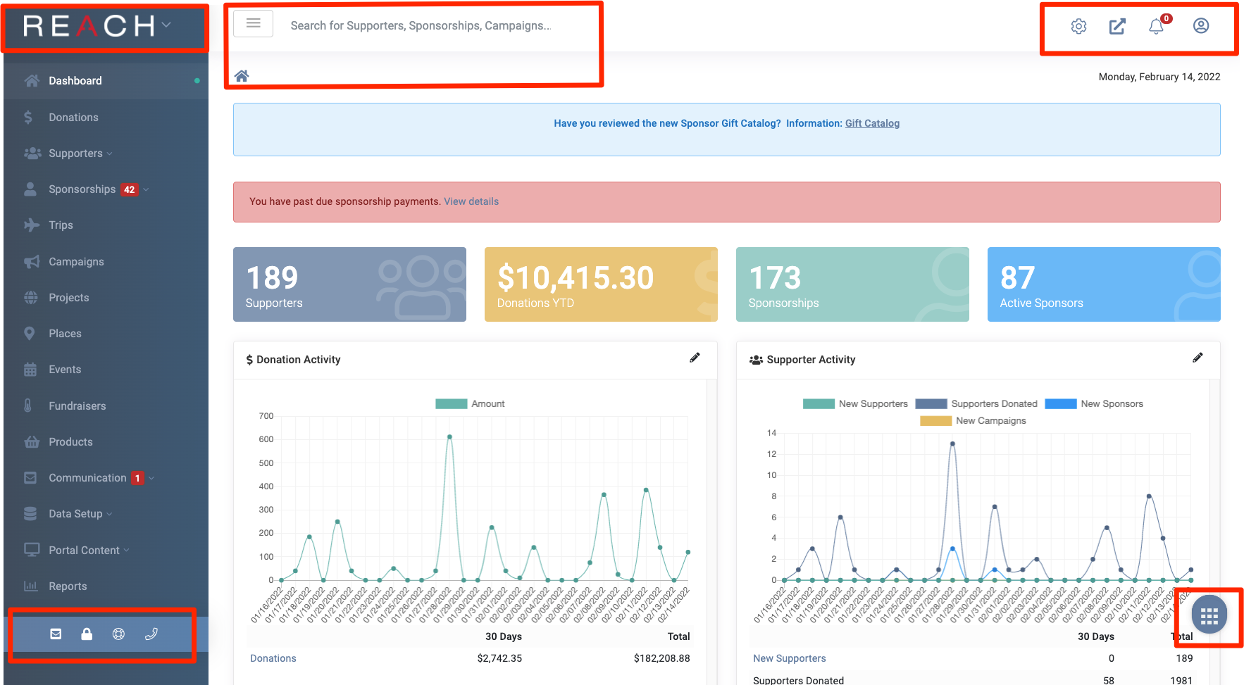 Admin Console Navigation - REACH®