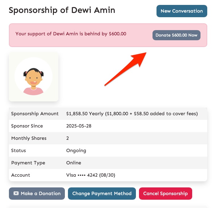 Catch Up Alert in Donor Portal serve haiti