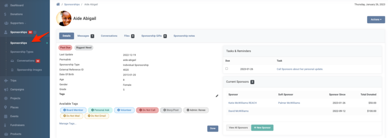 Sponsorship Profile Record - REACH®