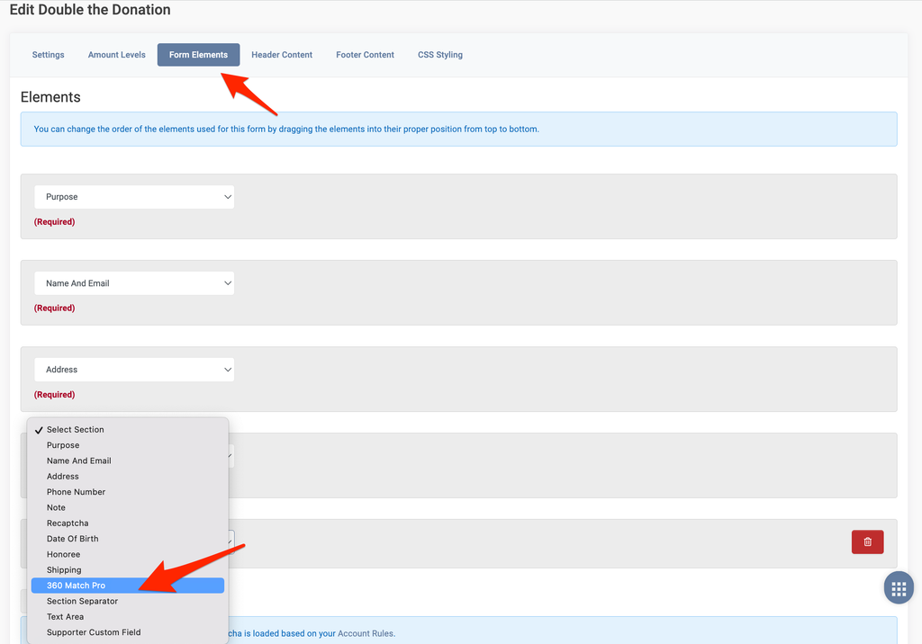 Double the Donation dtd customform